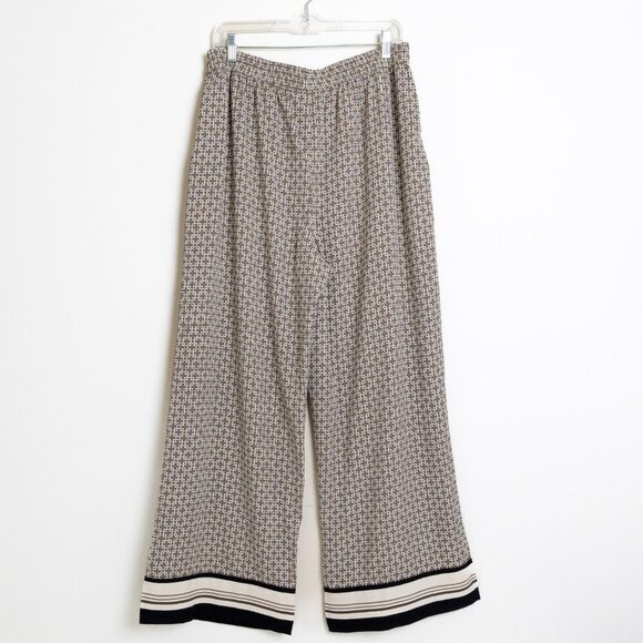 ✨ Abercrombie Fitch Satin Wide Leg Trousers Pull On Pant Brown Beige - Picture 5 of 15